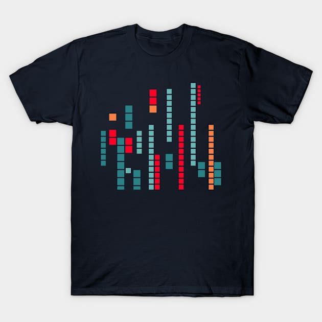 Geometric Pixel videogame red blue T-Shirt by carolsalazar